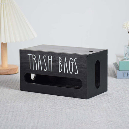 Wooden Plastic Bag Storage Box Hanging Rubbish Bag Organizer Extractable Tissue