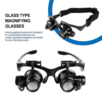 HD Plastic Magnifying Lens Double Glasses With Light For Jewelry Clock Repair