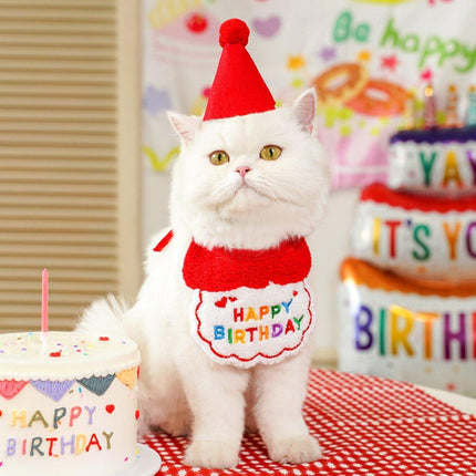 Pet Birthday Dog Cat Bib Scarf Hat Accessory Dogs Cats Celebration