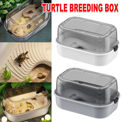 Turtle Tank Home Reptile Habitat Turtle Feeding Box Aquarium Portable Container