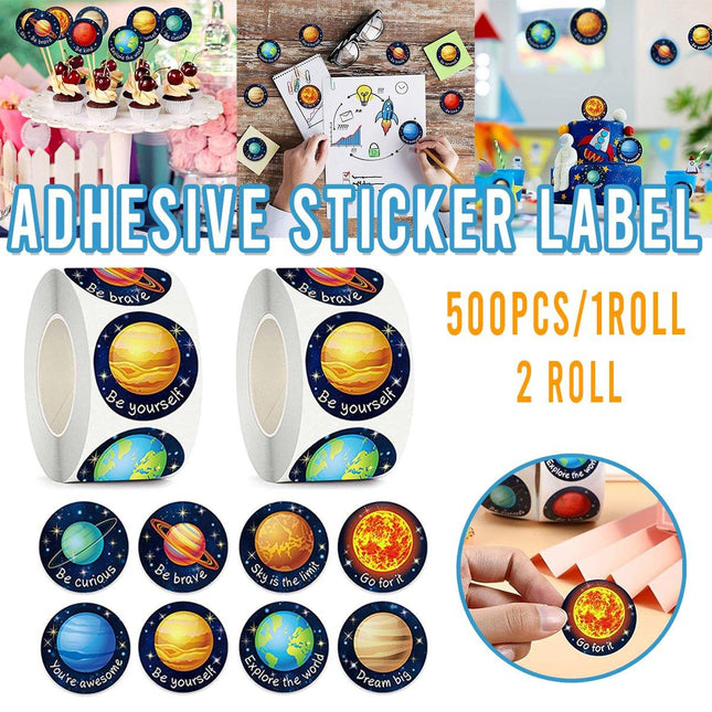 2 Rolls of Decorative Sticker Labels with Cute Designs for Crafting and Creative Projects
