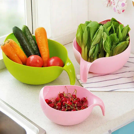 4pcs Multifunctional Plastic Rice Drainage Basket Vegetable Washing Basin Sieve