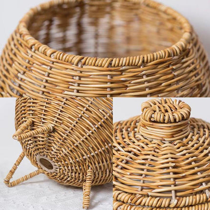 Hand Woven Storage Container with Lid Tabletop Basket Sundries Holder Organizer