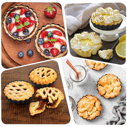 12PCS Mini Detachable Tart Mold Baking Cake Pan Nonstick Bottom Cupcake Molds