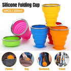 6PCS Portable Silicone Folding Travel Cups 200ml with Lid for Outdoor Camping