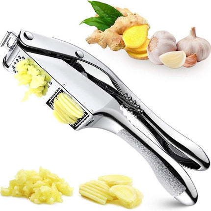 Multifunctional Garlic Press Aluminum Alloy Two-in-One Garlic Cutter Masher Tool