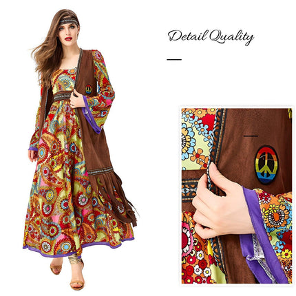 70 S Retro Disco Hippy Dress Hippie Costume Dress Primitive Tribal Goddess - Aimall