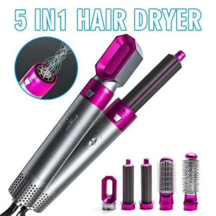 5 IN 1 Hair Dryer Brush Hot Comb Air Volumizer Curler Straightener Curling Style - Aimall
