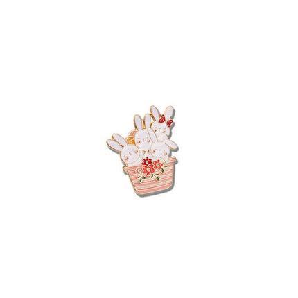Lovely White Bunny Rabbit Ears Metal Pin