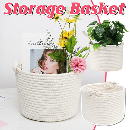 Twist Handle Round Storage Basket Durable Storage Bag Organiser Laundry Holder