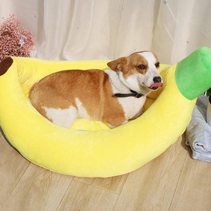 Cute Banana Shape Pet Bed Winter Warm Dog Cat Kennel Cozy Pet Cartoon Bed Mat