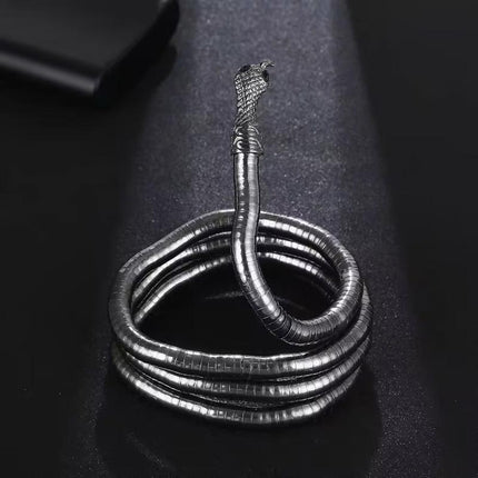 Adjustable Punk Snake Choker Necklace & Flexible Wrap Bracelet Collar Setllar - Aimall