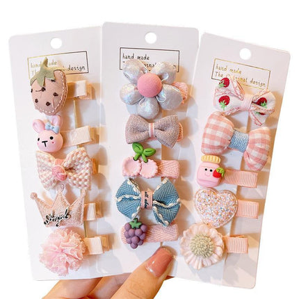 5PCS Girls Bowknot Snap Hair Clips Headband Cute Hair Accessories Set