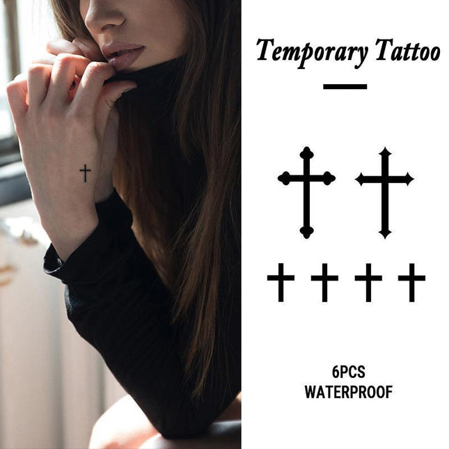 Temporary Cross Crucifix Tattoo Sticker Waterproof Body Art Fake Tattoo Decal - Aimall