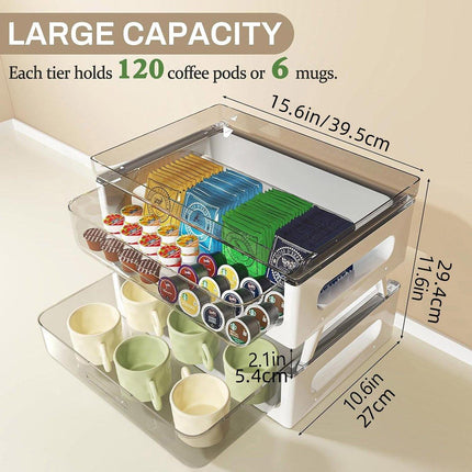 Drawer Desktop Storage Organizer Two Tier Shelf Home Office Desk Organizer Unit