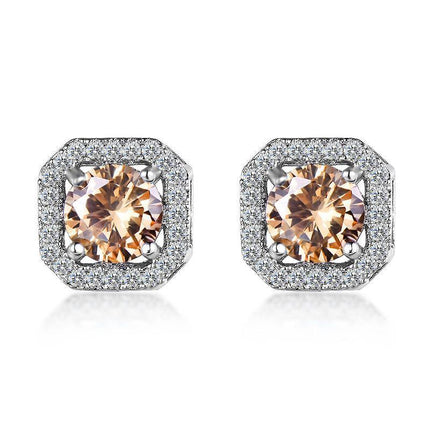 1 Pair Brilliant Square Cut Cubic Zirconia Stud Earrings Stainless Steel E135 7Clours - Aimall