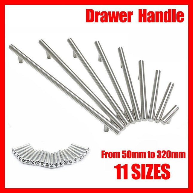 Silver Kitchen Cabinet Door Handles Matte Black Stainless Steel Door Drawer Pull T Bar - Aimall