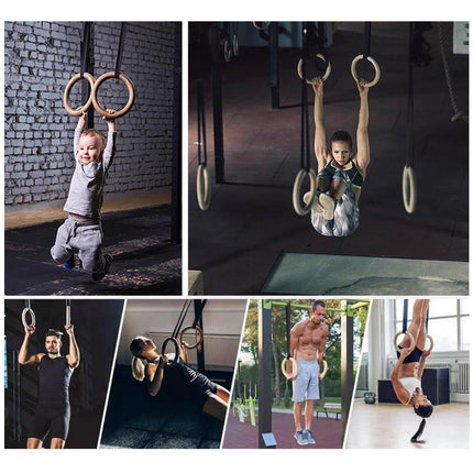 Adjustable Birch Gymnastics Rings for Home Fitness Exercise Equipment