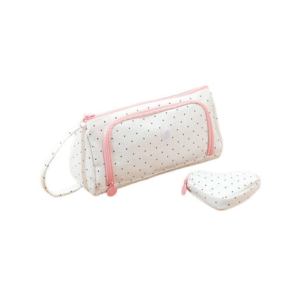 Large Capacity Canvas Pencil Case Plaid Multi-functional Portable Stationery Bag