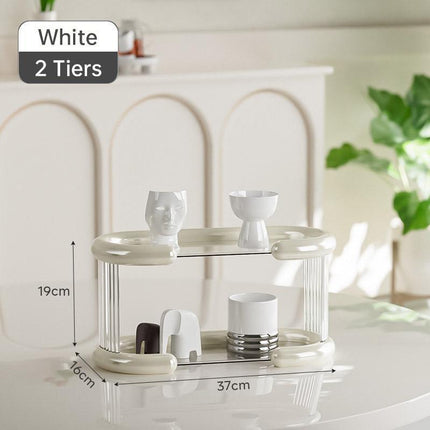 2 Tier Mug and Cup Organiser Double Tier Shelf Rack Storage for Kitchen and Home