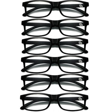 Black 6 Pairs Mens Ladies Wayfarer Frame Magnifying Reading Glasses Nerd Spectacl - Aimall