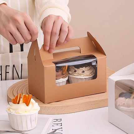 25pcs Portable Cupcake Packaging Box with Transparent Window for Easy Opening