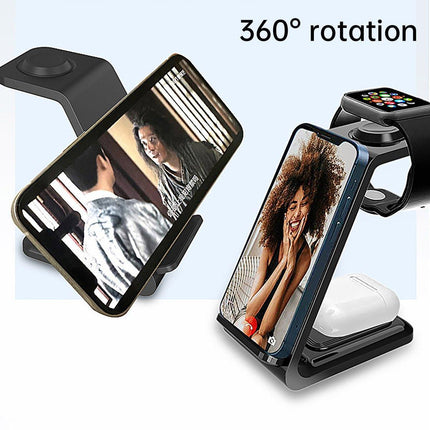 Multi Function 3 in 1 Wireless Charger for Watch Mobile Folding Fast Charging