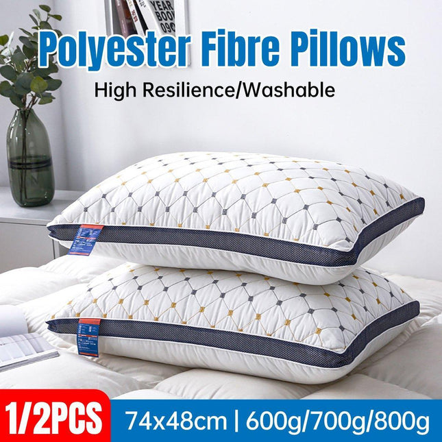 1/2PCS Hotel Style Polyester Fibre Pillow Washable High Rebound Support