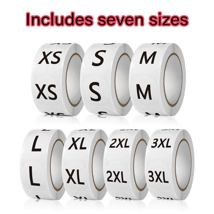 7 Rolls Clothing Size Label Sticker 1Inch Round Size Sticker Labels Self Adhesive
