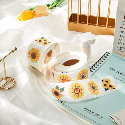 2 Rolls Sunflower Stickers Handmade Flower Decoration Labels for Craft Projects