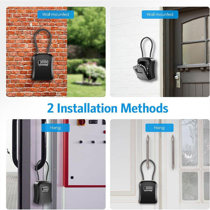 Portable Key Lock Box Hanging Combination Storage Organizer for Home Security