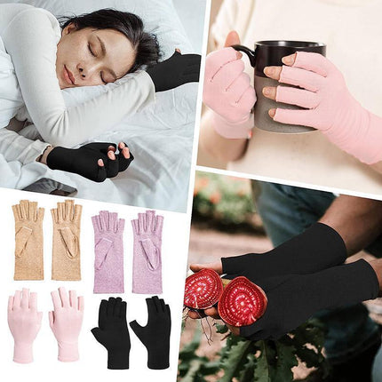 Brace Arthritis Hand Compression Gloves fingerless gloves Pain Relief Brown - Aimall