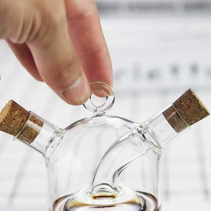 Glass Oil Vinegar Dispenser Bottle with Cork Lid Kitchen Soy Sauce Container