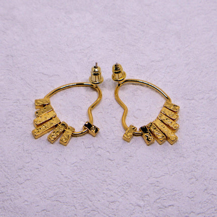 Swinging Textured Long Heart Earrings Elegant Fashion Jewelry for Women Gift