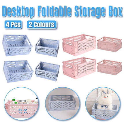 4PCS Desktop Foldable Storage Stackable Shelf Organiser Basket for Stationery