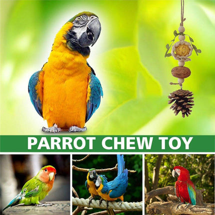 Parrot Chew Toys Bird Cage Accessories Hanging Pinecone Rattan Ball Foraging Toy