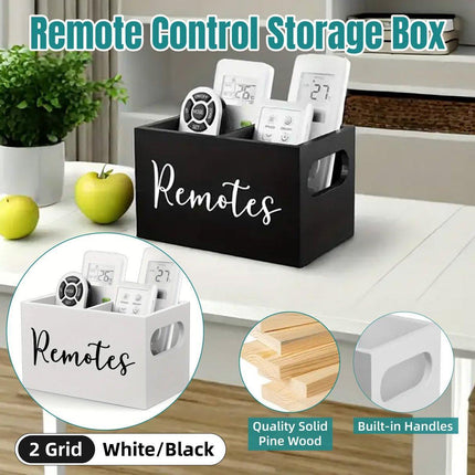 Wooden Compartment Storage Box Remote Control Holder Desktop Organizer for Home