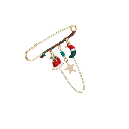 Holiday Festive Christmas Hat and Star Brooch Pin Jewelry Gift for Women Men