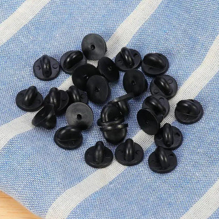 50PCS Black Butterfly Pin Backs Plastic Locking Caps for Badges Lapel Pins Brooches