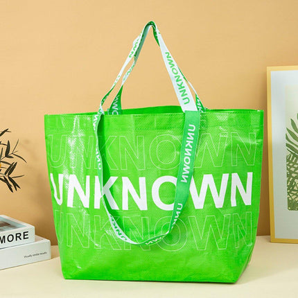 5pcs Hand Woven Green Handbags Waterproof Eco-Friendly Shopping Tote Bags