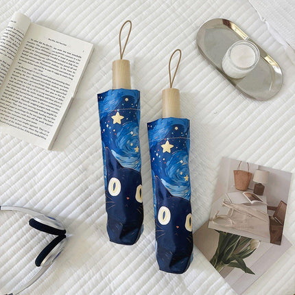 Cartoon Cat Folding Umbrella UV Protection Portable Sun Rain Dual-use Sunshade