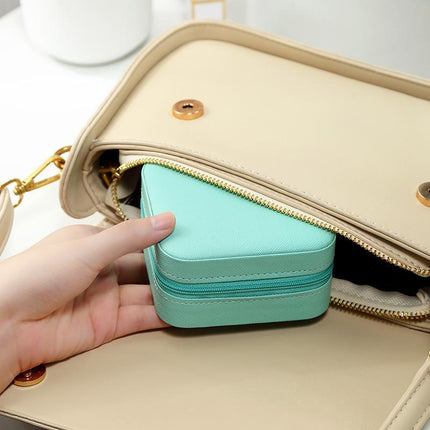 Travel Jewelry Organizer Box Portable Leather Storage Ornaments Ring Earrings