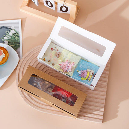 50PCS Kraft Paper Macaron Box Transparent Window Cookie Candy Packaging