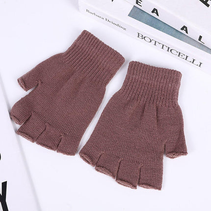Winter Warm Fingerless Knit Gloves For Mobile Phone Touchscreen Use Elastic