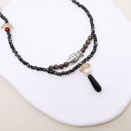 Natural Earth Colour Stone Necklace For Women Handmade Bohemian Jewelry Fashion