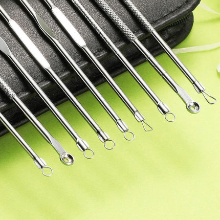 9PCS Blackhead Remover Extractor Tool Pimple Blemish Popper Comedone Kit Clip - Aimall