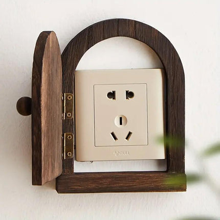Solid Wood Wall Switch Protector Cover Socket Decorative Frame Masking Cover