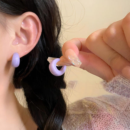 Candy Colour Letter C Stud Earrings Minimalist Design Fashion Jewellery Women