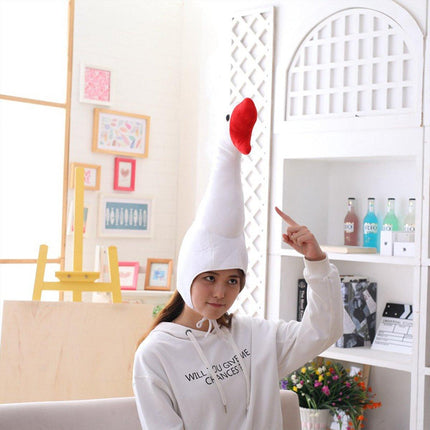 Funny Big White Goose Headgear Costume Hat Quirky Party Props Animal Cosplay