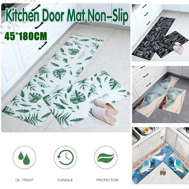 45x180cm Kitchen Mat Non-Slip Waterproof Pvc Floor Rug Carpet Anti-Oil Easy Clean - Aimall